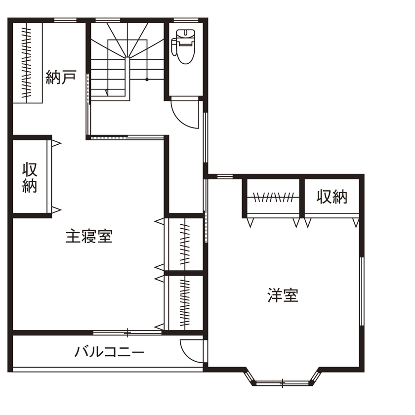 アサヒグローバルホーム 【1000万円台/間取り/約38坪/おしゃれな家】「決め手は、家事楽な間取り＆無理のない予算に合う家づくり」の間取り図（2LDK＋スキップフロア）2階