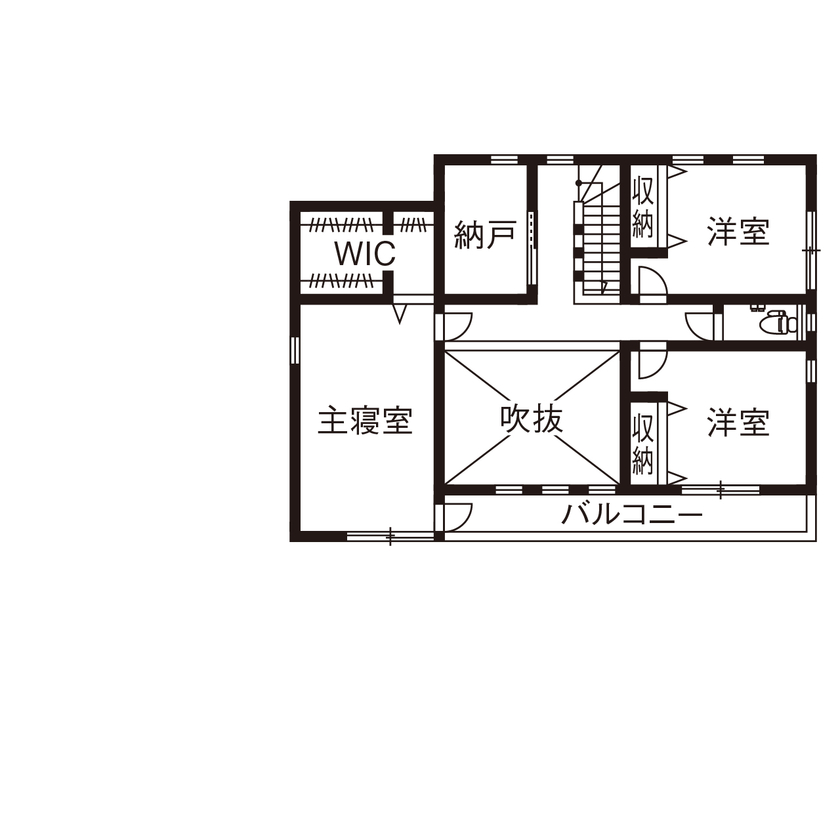 アサヒグローバルホーム 【1000万円台/間取り/ビルトインガレージ/土間】生活感を抑えて暮らせる、ホテルライクなガレージハウスの間取り図（4LDK＋ガレージ）2階