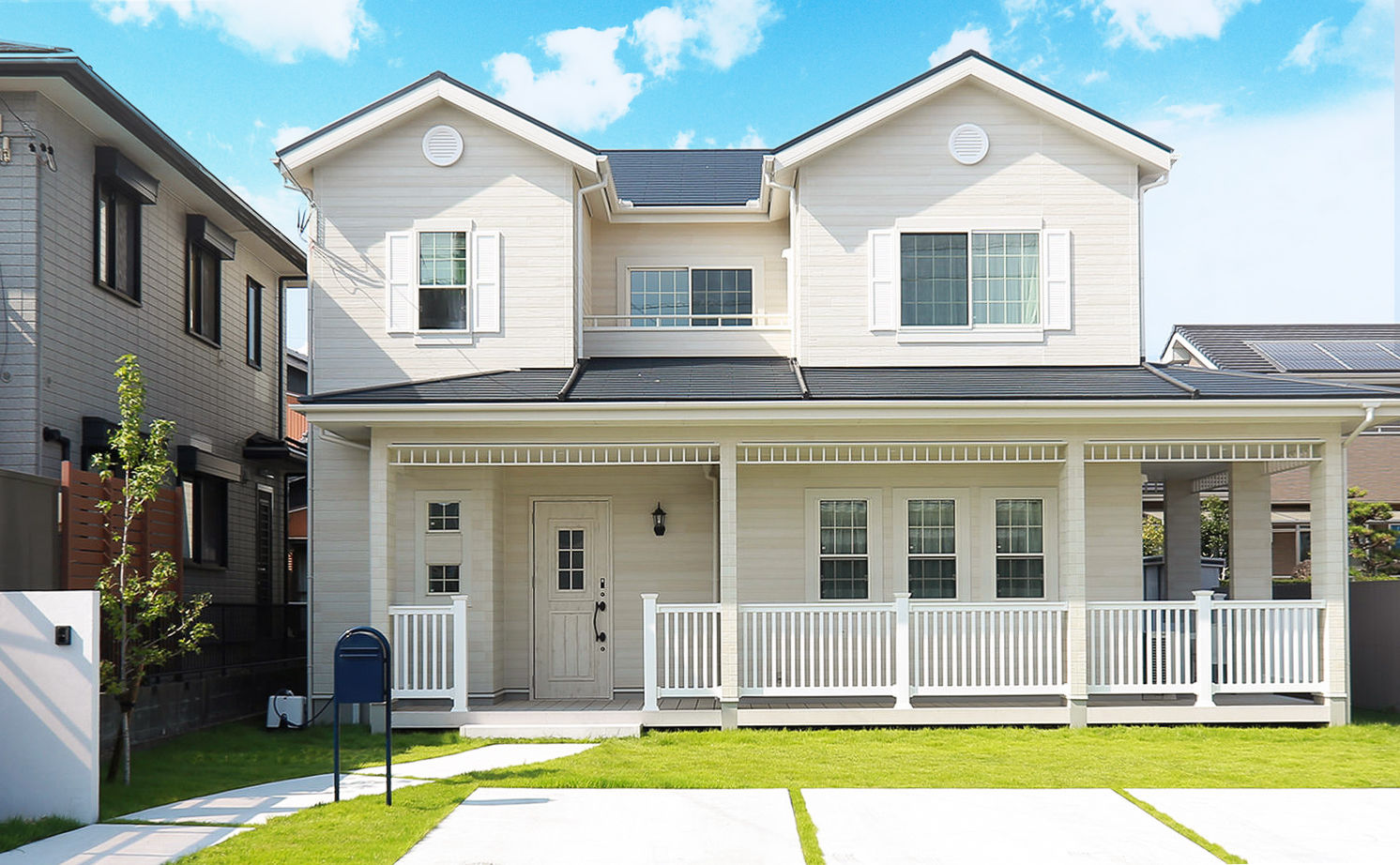 アサヒグローバルホーム 【1000万円台/間取り/30坪台/カフェ/スキップフロア】オープンデッキで過ごす、アーリーアメリカンな家の建築実例画像1