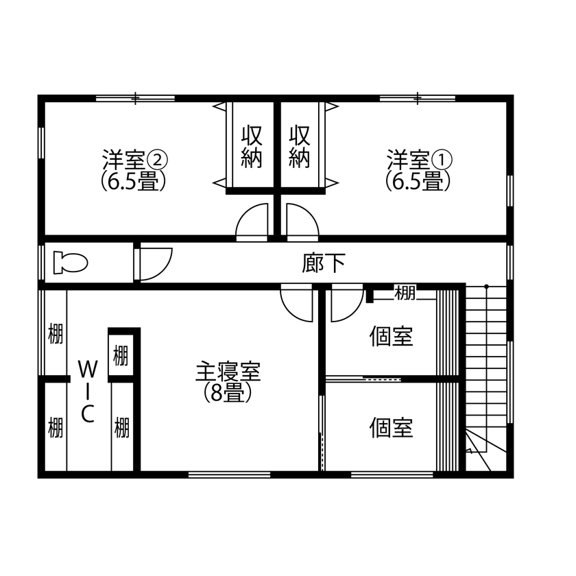 アサヒグローバルホーム 【1000万円台/間取り/約39坪/おしゃれな家】ヴィンテージテイストを追求！20代で無理なく理想を叶えた家の間取り図（6LDK）2階