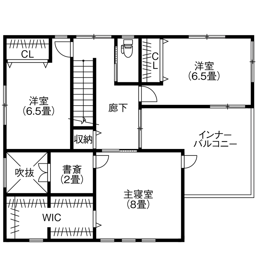アサヒグローバルホーム 【2000万円台/間取り/40坪台/吹抜け玄関】総タイル張り外観×大空間リビング。「グレードUPしてもお手頃！」の間取り図（4LDK＋書斎）2階