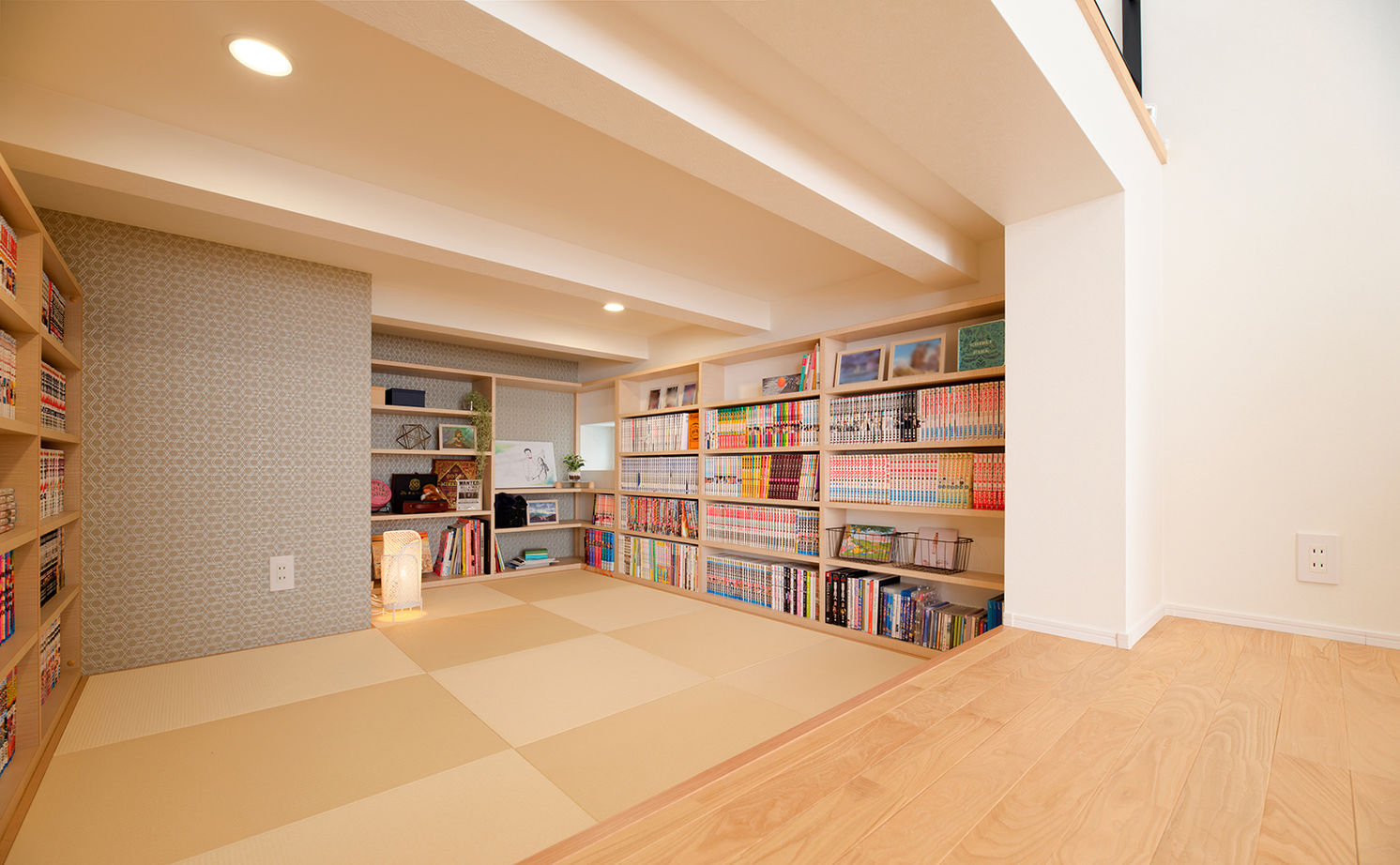 アサヒグローバルホーム 【2000万円台/間取り/30坪台/坪庭/海外風】上はワークスペース、下は漫画コーナーのスキップフロアの家の建築実例画像9