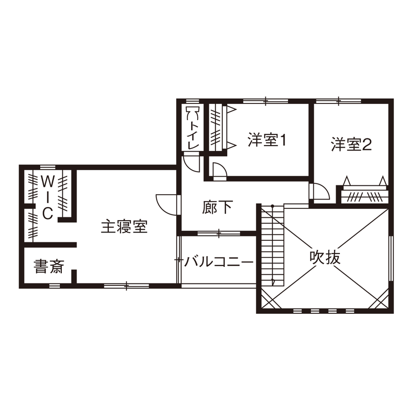 アサヒグローバルホーム 【2000万円台/間取り/ガレージハウス/吹抜けリビング】こだわりも予算も大満足。太陽光パネルで省エネも！の間取り図（4LDK）２階