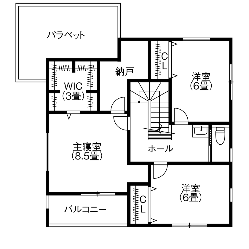 アサヒグローバルホーム 【1000万円台/間取り/約40坪/家事導線/土間】デザイン・先進機能・コスパ。理想をベストバランスで叶えた家の間取り図（4LDK＋WIC）2階