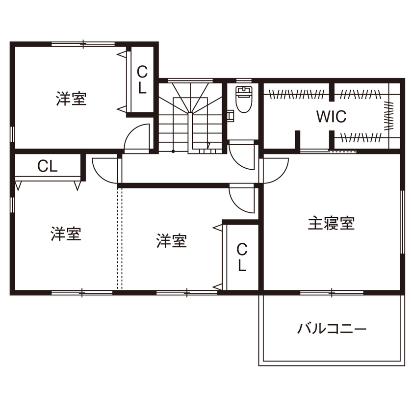 アサヒグローバルホーム 【1000万円台/間取り/約40坪/土間】プライベートな庭でおうち時間を満喫。スタイリッシュなモノトーンの家の間取り図（4LDK＋タタミコーナー）2階