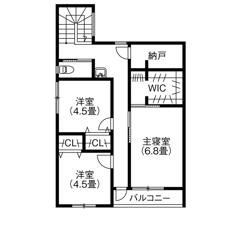 アサヒグローバルホーム 【1000万円台/間取り/30坪台/土間収納】玄関直結の土間のホビールーム！アウトドア好きの理想の家の間取り図（3LDK＋土間収納＋納戸）2階