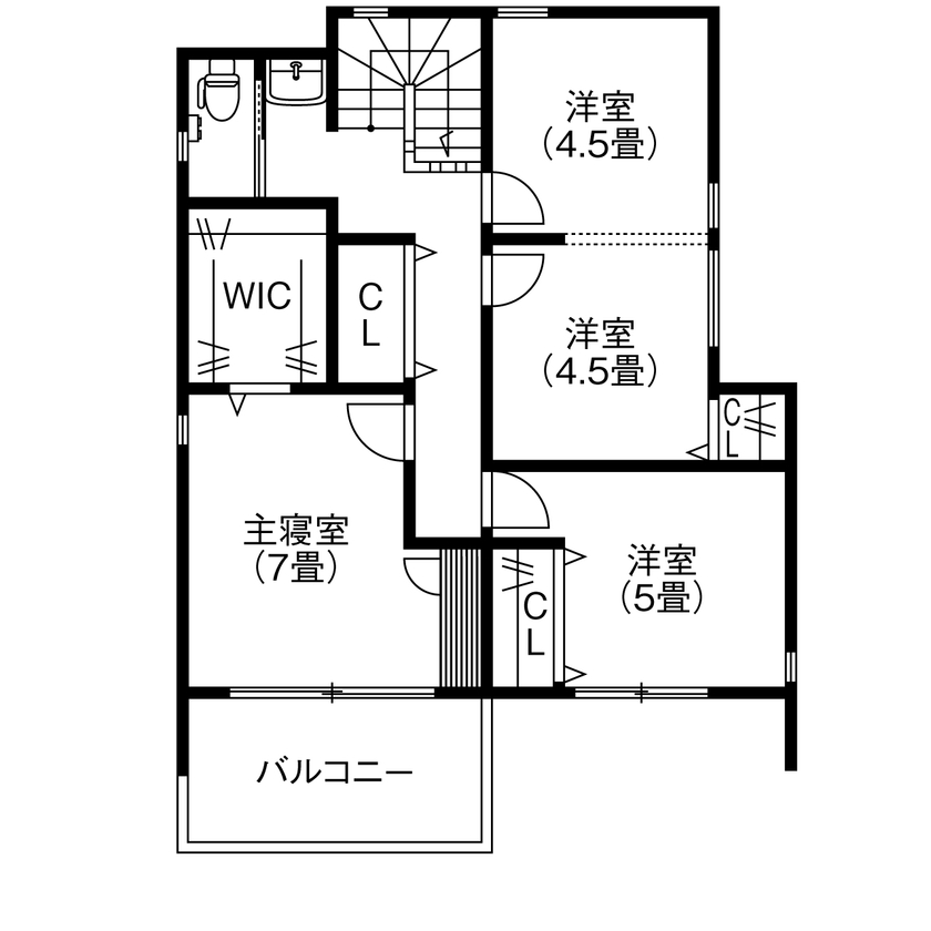 アサヒグローバルホーム 【間取り/30坪台/モダン外観/家事動線/アウトドアリビング】一級建築士のデザインで全てが叶った子育て住宅の間取り図（4LDK＋畳コーナー）2階