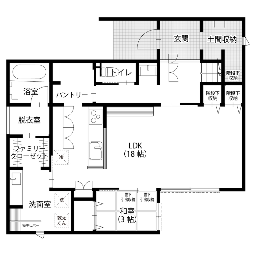 アサヒグローバルホーム 【2000万円台/間取り/30坪台/北欧モダン/中庭】お手本のような家の間取り図（3LDK）1階