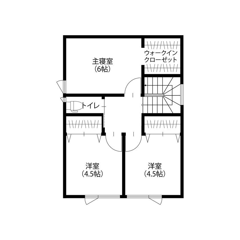 アサヒグローバルホーム 【2000万円台/間取り/30坪台/北欧モダン/中庭】お手本のような家の間取り図（3LDK）2階