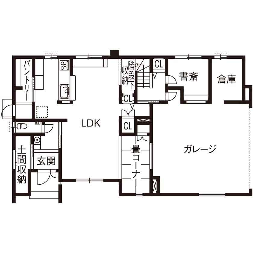 アサヒグローバルホーム 【1000万円台/間取り/ガレージハウス/バルコニー/片流れ】「標準仕様でインナーガレージ付＆耐震性に安心」の間取り図（4LDK＋ガレージ）1階
