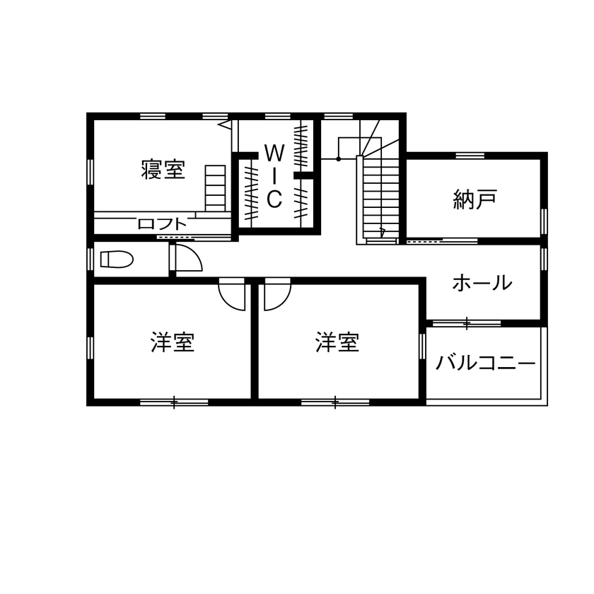 アサヒグローバルホーム 【2000万円台/間取り/約46坪/おしゃれな家】男の隠れ家、妻のアトリエ。プライベートな時間も大切にする家の間取り図（5LDK）2階
