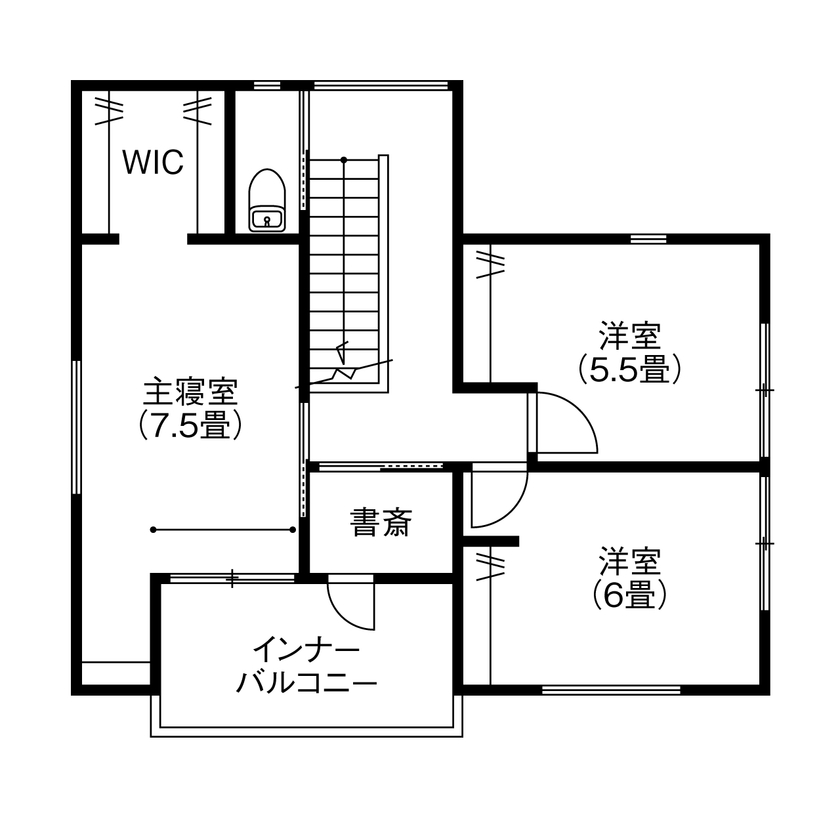 アサヒグローバルホーム 【1000万円台/間取り/30坪台/グレー外観/土間】充実仕様が決め手！1階で洗濯～片付け完結。家事時間1/2の家の間取り図（3LDK＋FCL＋WIC）2階