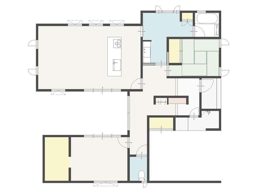 光英住宅 【2350万円×平屋住宅】緑に囲まれた環境で、室内でも木の風合いや魅力を感じられるナチュラルな住まいの間取り図（4LDK）1階