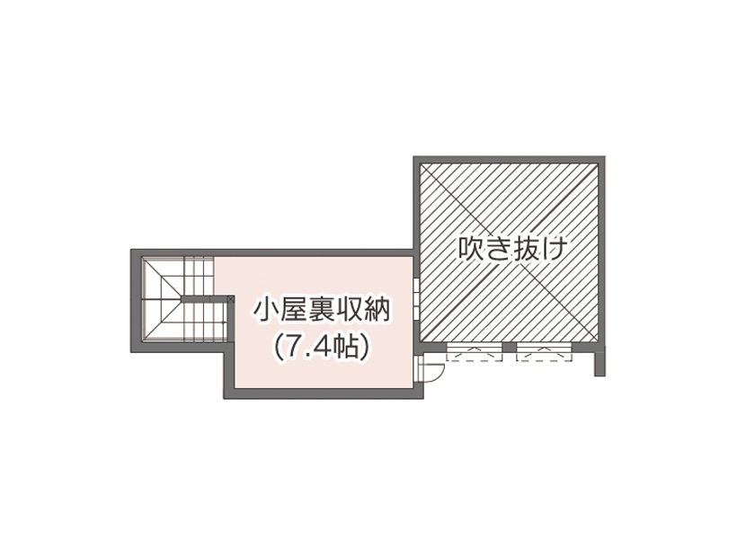 アエラホーム 【間取り図/60坪台/吹き抜け】それぞれの家族のライフスタイルで適度な距離感で暮らす、完全分離二世帯住宅の間取り図（4LDK+納戸・小屋裏収納）小屋裏