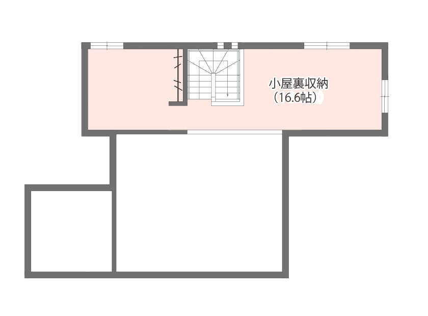 アエラホーム 【20坪台/間取り図/平屋】憧れの吹き抜け&スキップフロアを実現 一体感のある間取りで家族を感じられる平屋の間取り図（2LDK＋小屋裏）小屋裏