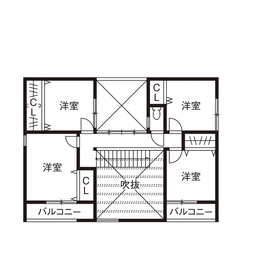 Beans Home 【3000万円台/京都/40坪台/二世帯】中庭と吹抜けがゆとりを生み出す二世帯の家の間取り図（5LDK+DK）２階