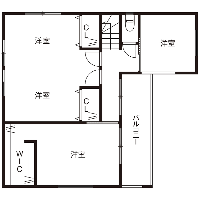 Beans Home 【2000万円台/大阪/30坪台】グリーンをテーマカラーに。 収納豊富で家事ラク・子育て家族の家の間取り図（3LDK）２階