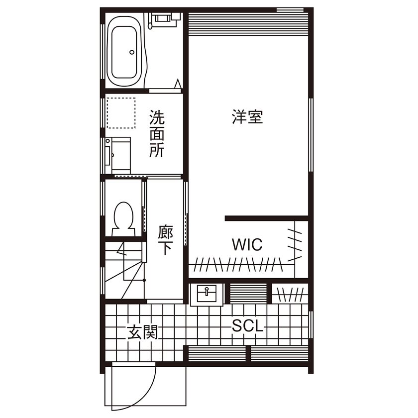 Beans Home 【2000万円台/大阪/狭小/3階建て】広く見せる設計の工夫やこだわりのオリジナルキッチンがある住まいの間取り図（3LDK）1階