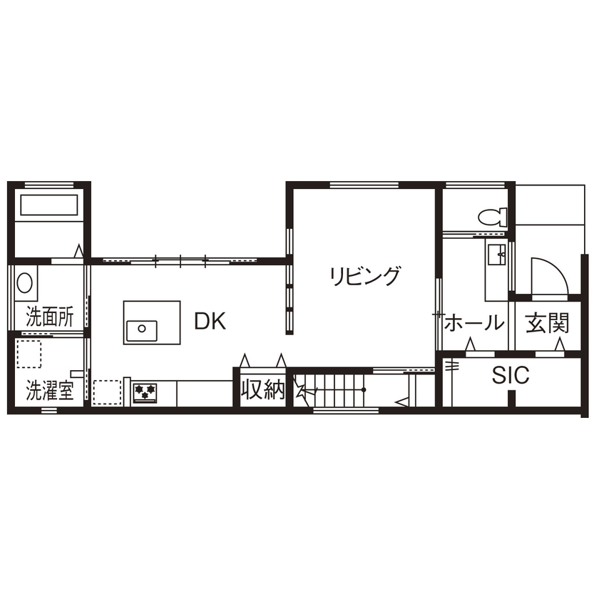 Beans Home 【箕面市/3760万円】デザインから性能までこだわったホテルライクな家で叶えた、心地いい暮らしの間取り図（3LDK）1階