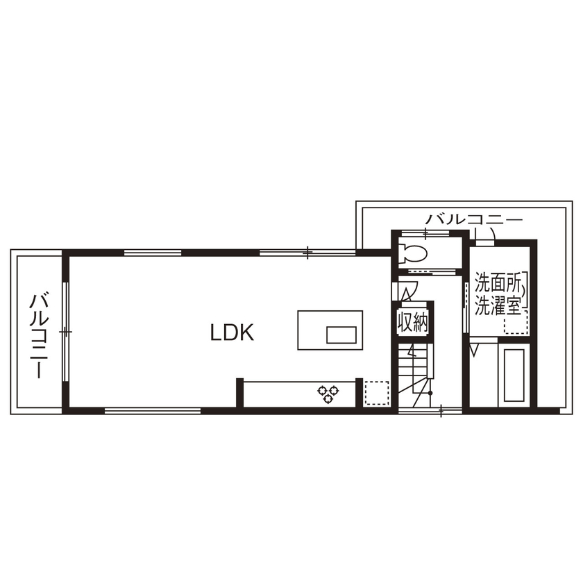 Beans Home 【豊中市/2820万円】2階リビングから広がる景観を楽しめる、ホテルライクな住まいの間取り図（4LDK）2階