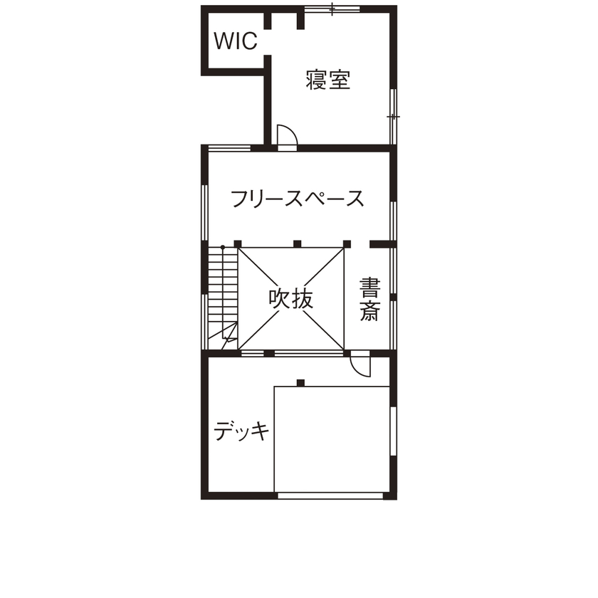 iKKA 【京都府｜2550万円｜間取り図有】空と緑を楽しむ中庭＆吹き抜けで家族が繋がる住まいの間取り図（2LDK）2階