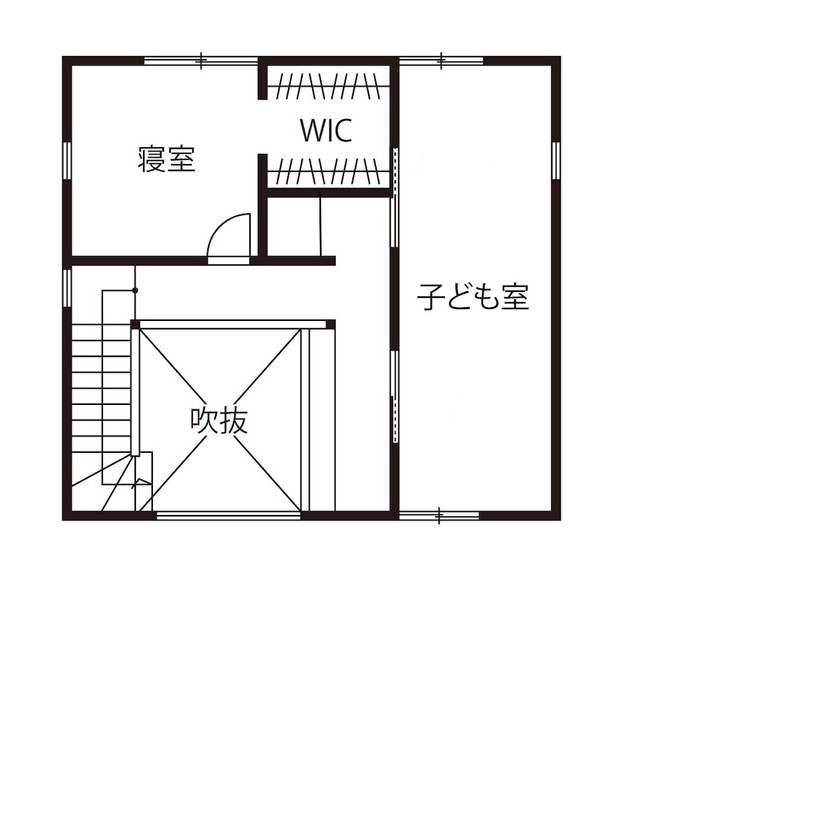 iKKA 【滋賀県｜2000万円台｜間取り有】LDKとテラスが広い通り土間で繋がるペレットストーブ＆吹き抜けの家の間取り図（3LDK）2階