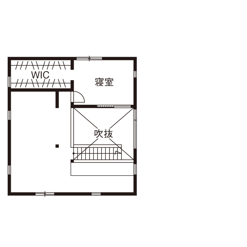 iKKA 【滋賀県｜2000万円台｜間取り有】大きな窓から木々の緑を望む、家事ラク＆在宅ワークに最適な家の間取り図（1LDK）2階