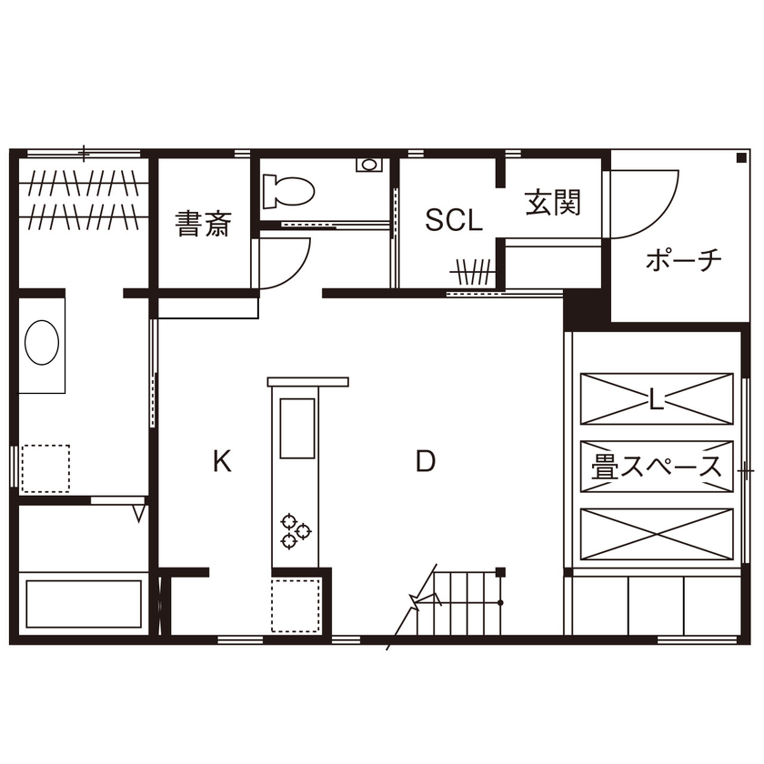 iKKA 【滋賀県｜2000万円台｜間取り有】どこにいても公園の緑に視線が抜けるコンパクトだけど広がりを感じる家の間取り図（3LDK）1階