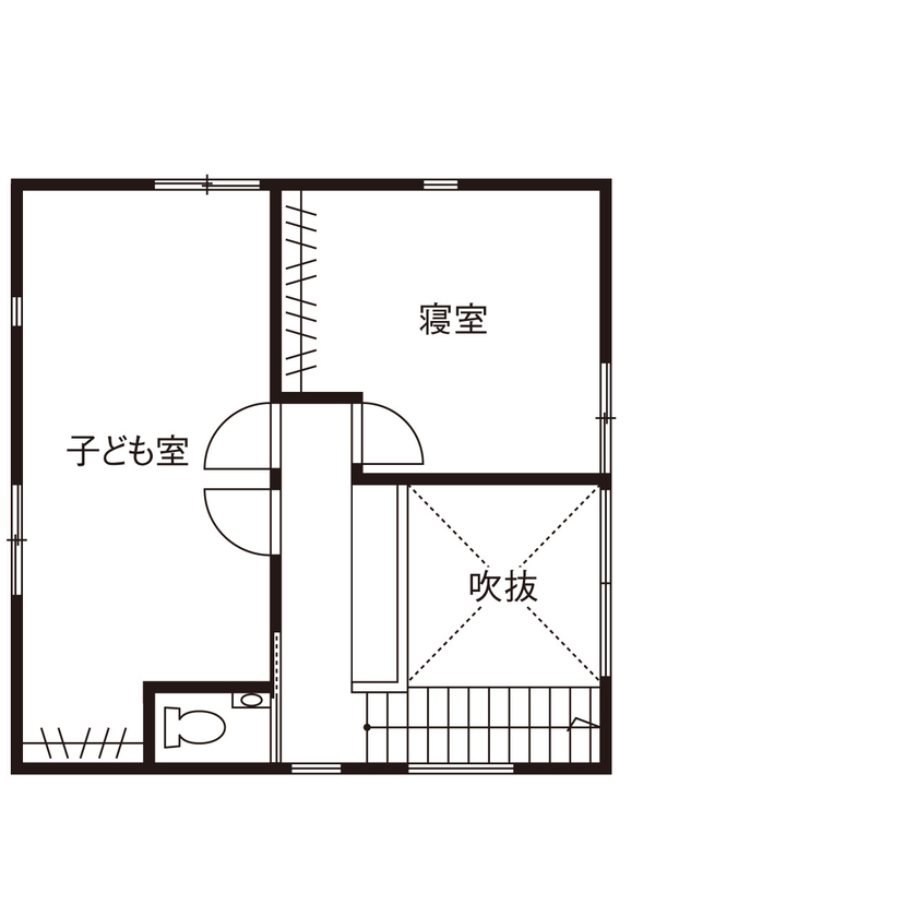 iKKA 【滋賀県｜2000万円台｜間取り有】どこにいても公園の緑に視線が抜けるコンパクトだけど広がりを感じる家の間取り図（3LDK）2階