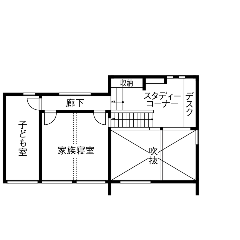 【小さい平屋専門店】すみ家 【2000万円台/30坪台/3LDK/間取り図】アウトドア大好き家族が思い切り楽しめる！日常が味わいになる家の間取り図（3LDK）2階