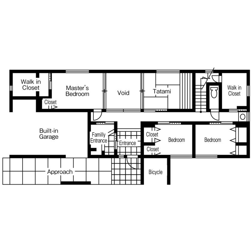 ロコハウス 【福岡県/2000万円台/４LDK/コートハウス/間取り図有】光と風の行き交う中庭が心地良い家の間取り図（4LDK）1階