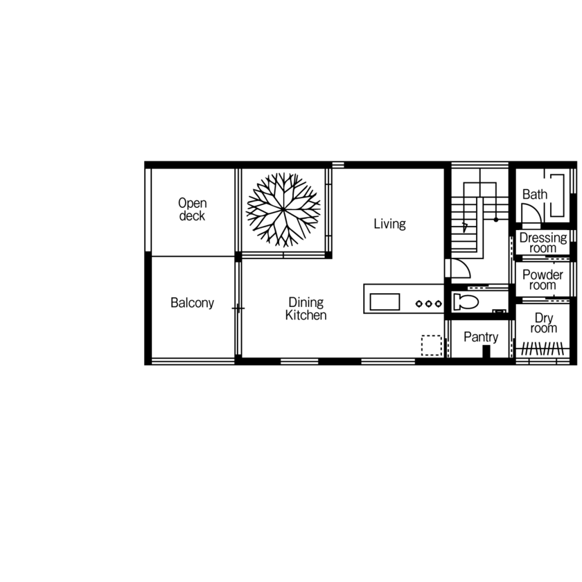 ロコハウス 【福岡県/2000万円台/４LDK/コートハウス/間取り図有】光と風の行き交う中庭が心地良い家の間取り図（4LDK）2階