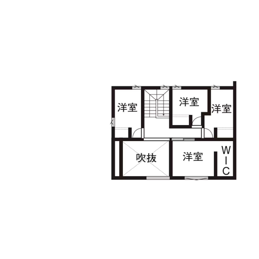 家元 3000万円台|外からの視線を遮り、カーテンレスの明るいお家で寛ぐ。「光陰を楽しむ」吹抜×インナーテラスの間取り図（5LDK）2階