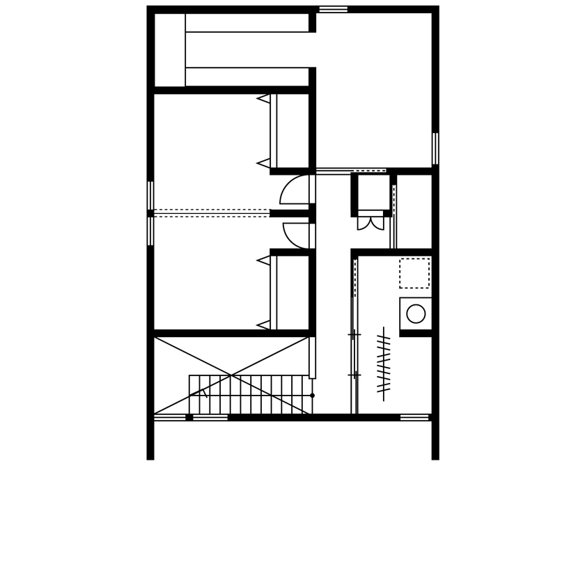 BEACON WORKS 【埼玉県/3000万円台/30坪台/建築家デザインの規格住宅】回遊動線とランドリー。家具・外構込み一貫施工の間取り図（3LDK）2階