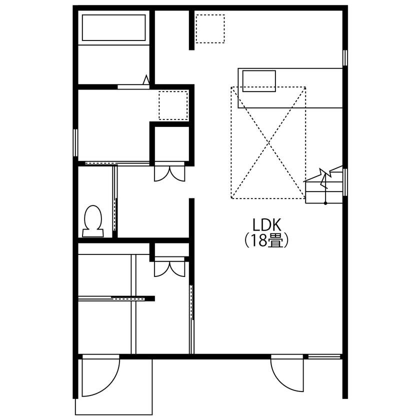 BEACON WORKS 【埼玉県/2300万円/延床30坪台/建築家デザインの規格住宅】統一感のある理想の家。家具・外構込み一貫施工の間取り図（3LDK）1階
