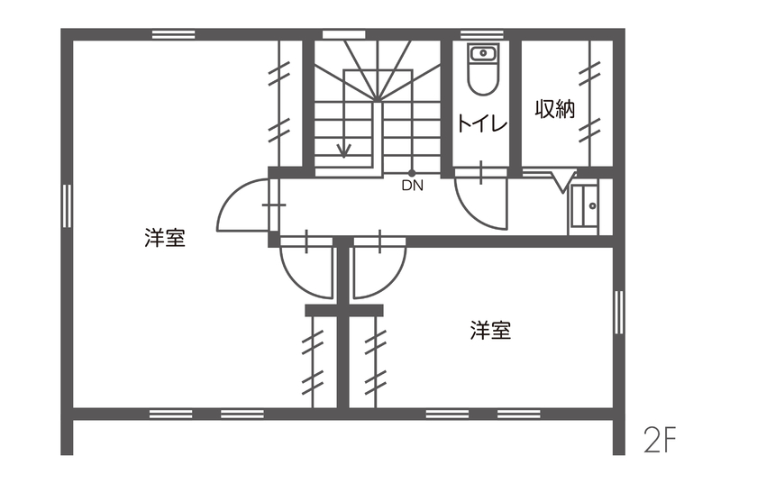 東建ビルダー 【足利市/3LDK/39.76坪/半平屋】平屋と2階建てのイイトコどりを叶えた「半平屋」の間取り図（3LDK）2階