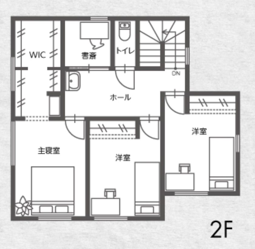 東建ビルダー 【佐野市/3LDK/37.5坪/2200万円】開放感×高級感×暮らしやすさ。ヴィンテージモダンスタイル半平屋の間取り図（3LDK+タタミコーナー）2階