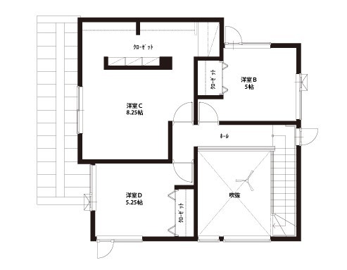 豊栄建設 【1500~1999万円/33坪/間取図】一緒に楽しい時間を過ごせる、友人たちが集う開放感のある住まいの間取り図（3LDK）2階