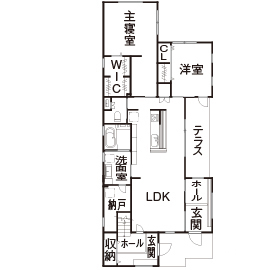 ue_bo design 【4000万円以下/60坪/一級建築士×完全二世帯住宅】地震に強く、数十年先まで安心と美しさが続く木の家の間取り図（2LDK＋3LDK+ロフト）1階