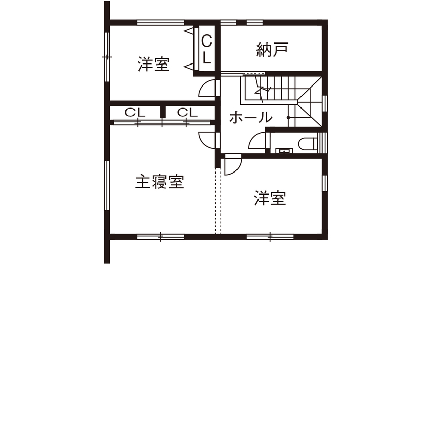 ue_bo design 【3000万円以下/40坪台/間取り図有】塗り壁/タイル/無垢の木。素材本来の美しさがそのまま「個性」になる家の間取り図（4LDK＋納戸）2階