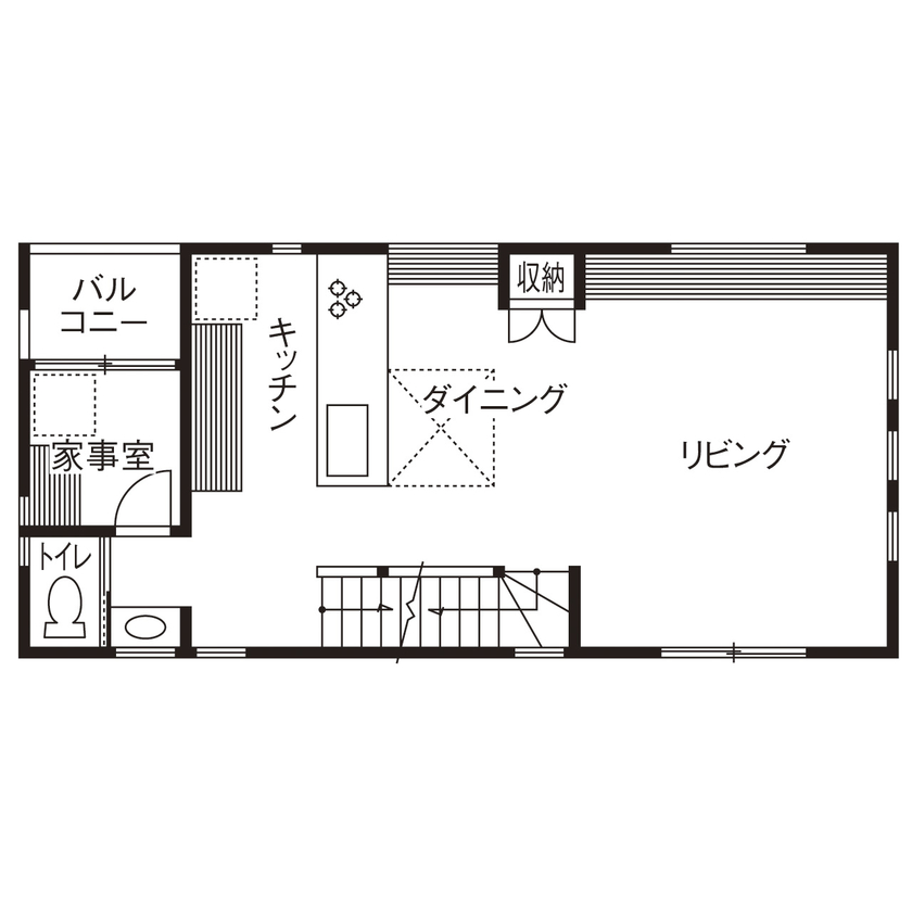 伊庭工務店 【35.1坪/2000万円台/間取り図有/3階建て/ビルトインガレージ】おしゃれ＆東京ゼロエミ仕様で省エネ性も◎の間取り図（3LDK）2階
