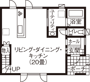 ハウジングカフェ 【間取図/約30坪】カフェ風ダイニングで素敵に　好みのテイストで個性を演出の間取り図（3LDK）1階