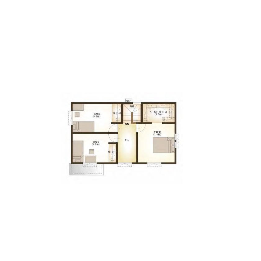 ハウジングカフェ 【間取図/４LDK】明るい内装がポイント♪創エネ・エコ住宅の間取り図（4LDK）2階