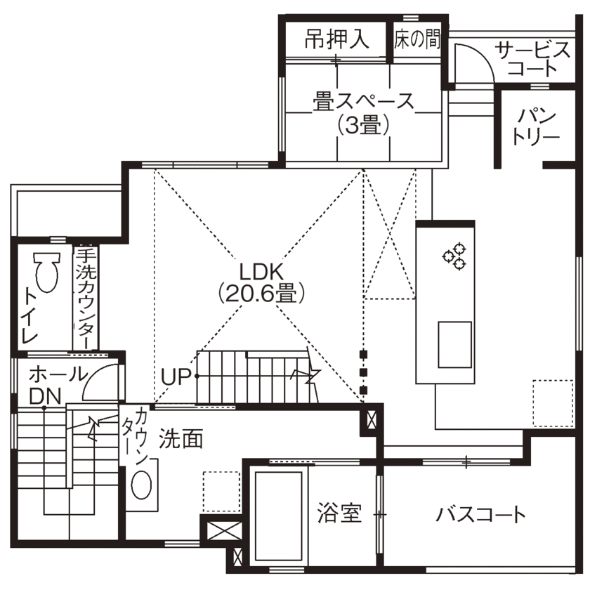東宝ホーム　広島 【3000万円台/間取り図あり/収納充実】開放的だけど落ち着く大人の空間づくり。断熱性能で静かで快適な家にの間取り図（3LDK）２階