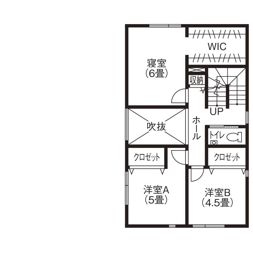 東宝ホーム　広島 リビングから愛車を眺める至福の時間。高断熱仕様のインナーガレージのある家の間取り図（３LDK+ガレージ）２階