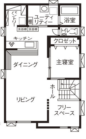 ロゴスホーム 手作り家具が映える2階空間　１階には念願のホビールームの間取り図null2階