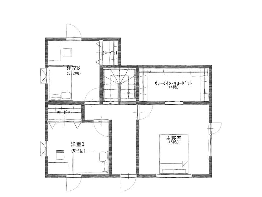 ロゴスホーム 【2000万円台/間取図/4LDK】収納・家事動線にこだわった暮らしやすく住み心地のいい家の間取り図（4LDK）2階