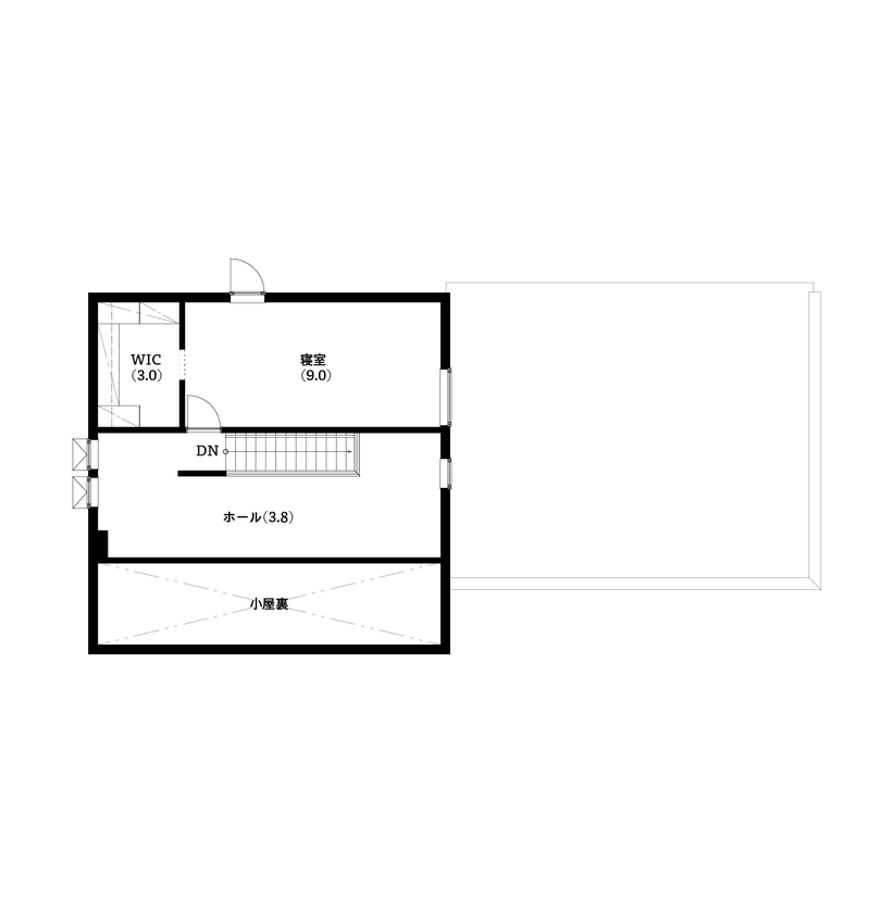 ロゴスホーム 【2000万円台/間取図】毎日をもっとアクティブに！「別荘暮らし」がテーマのアウトドアスタイルの家の間取り図（3LDK）2階