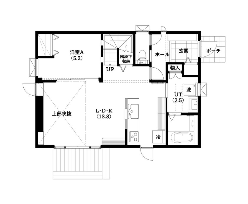 ロゴスホーム 【間取図/４LDK】お庭のある暮らしを楽しむナチュラルカントリーな家の間取り図（4LDK）1階