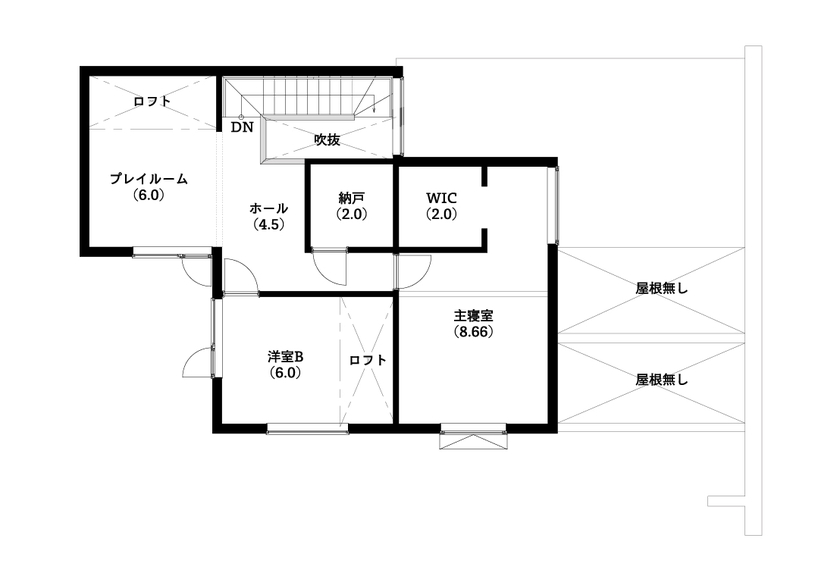 ロゴスホーム 【苫小牧市/間取図/４LDK/家事動線】ホテルのように上質で、高級感漂う家の間取り図（4LDK）2階